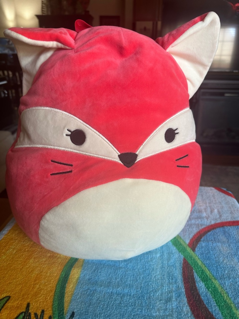 Squishmallows Pink and Cream Fox Plush Backpack